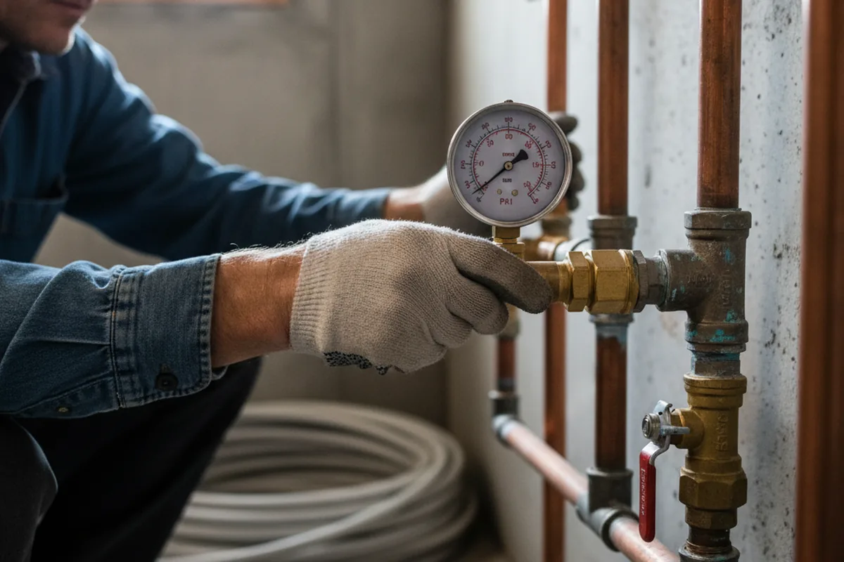 Pressure testing a repaired line during Water Line Repair in Strang
