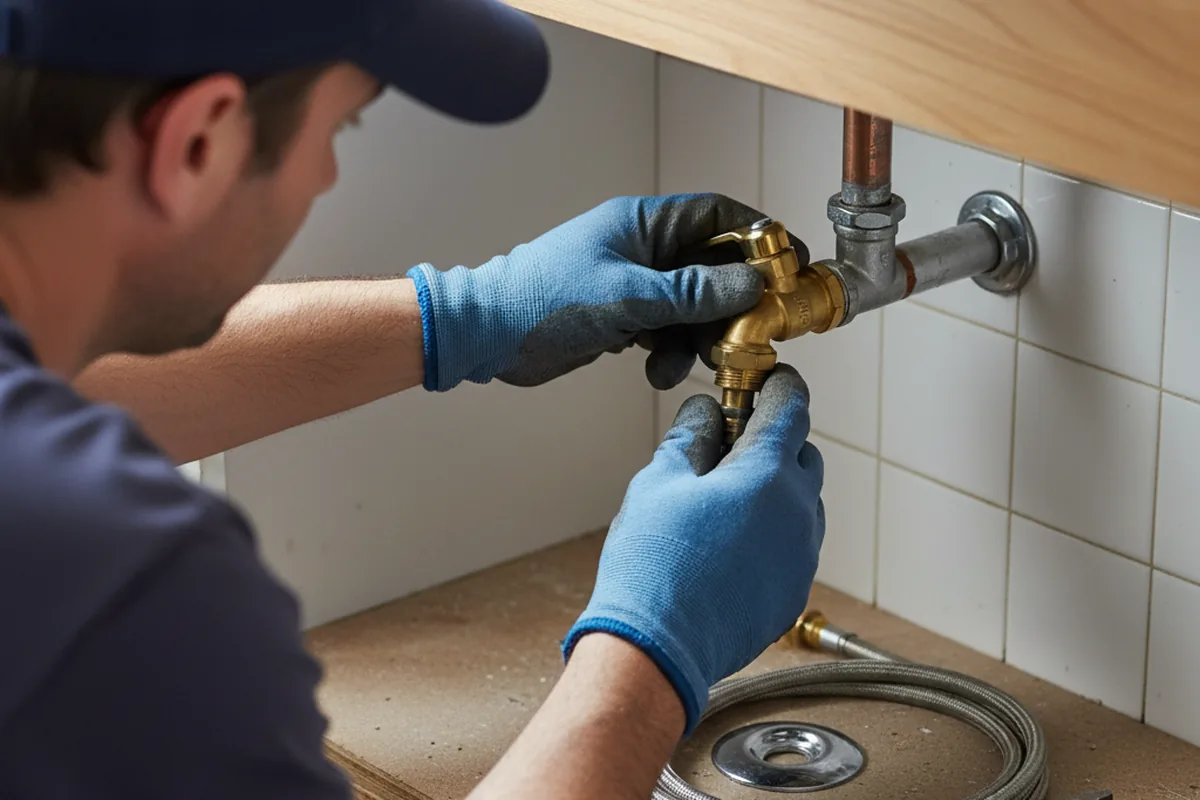 Shutoff valve and fitting work during Emergency Plumbing in Strang